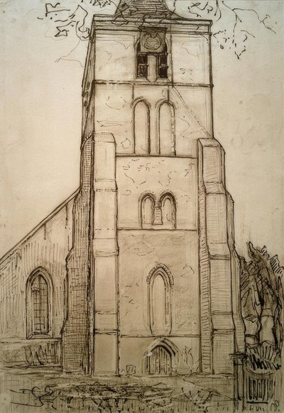 Kerk in Domburg door Piet Mondrian